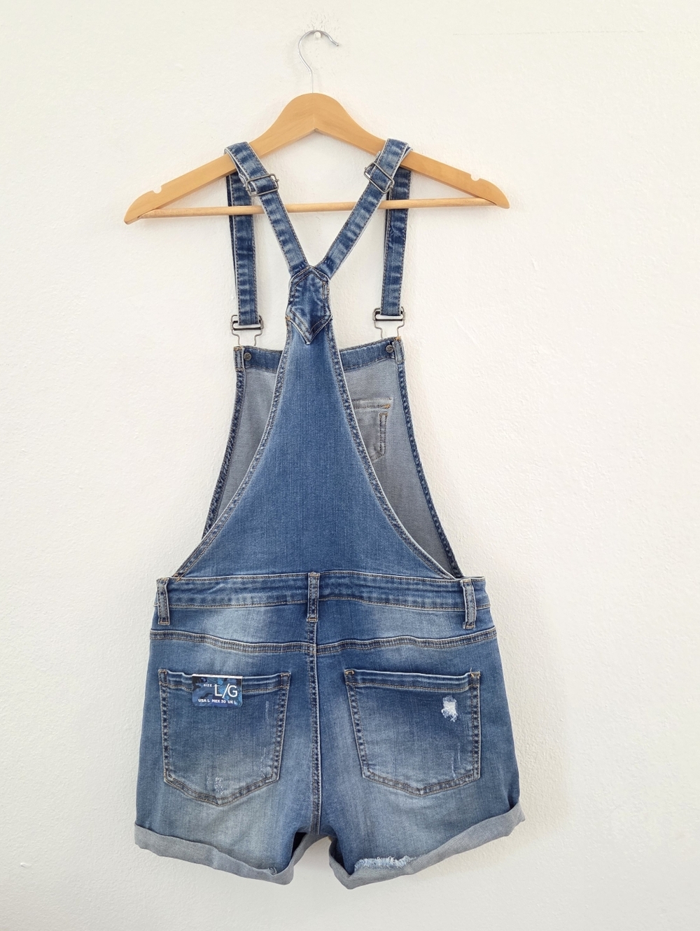 Funky Soul Distressed Studded Denim Short Overalls NWT - Picture 10 of 16